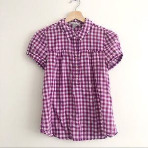 Old Navy gingham purple top with cap sleeves